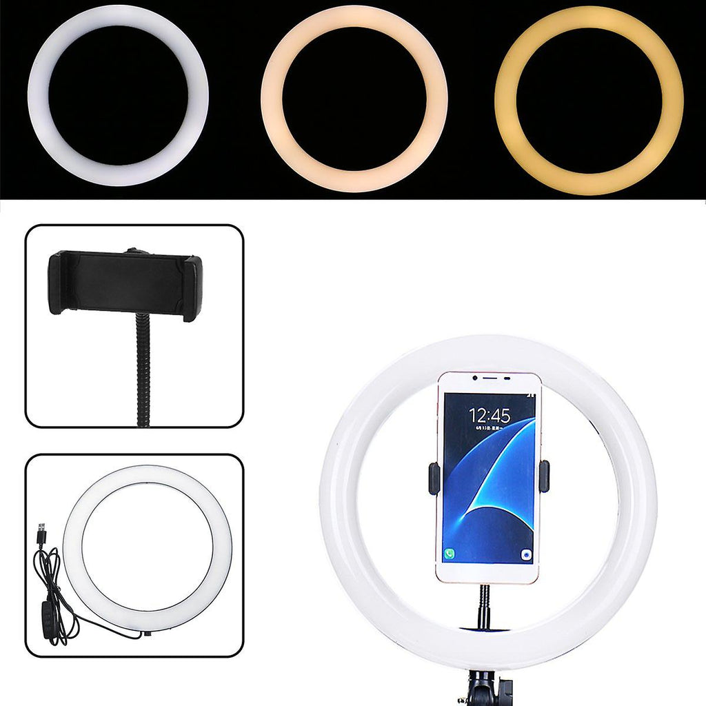 26cm Dimmable Cold Warm LED Studio Camera Ring Light Photo Phone Video Light Lamp for TikTok,Youtube, Selfie+Tripod Stand