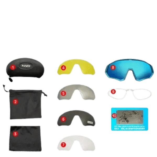 Kapvoe Sports Cycling Glasses Uv400 Protection 4 Replaceable Lenses with Frame