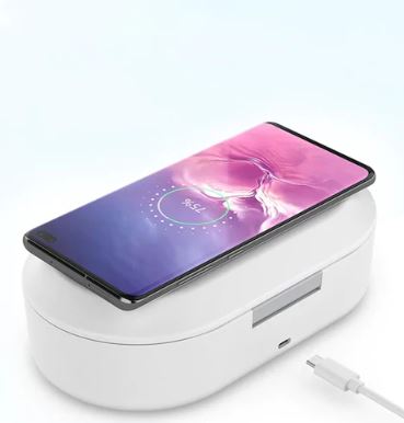 Multifunctional UV Sterilization Box Wireless Fast Charging Portable Mobile Phone Cosmetics Ultraviolet Disinfection Lamp – White